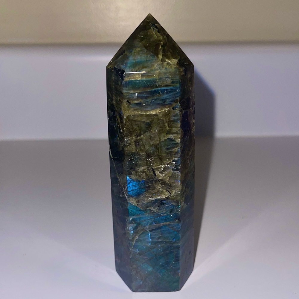 💎 SUPER BLUE FLASH & RAINBOW LABRADORITE OBELISK TOWER 💎 5”